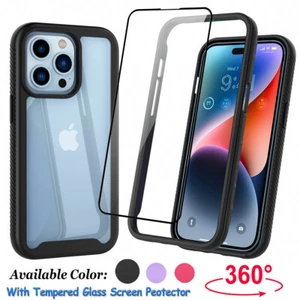 Für iPhone 14/14 Pro/14 Plus/14 Pro Max Hülle Hart Klar Cover + Displayschutz - Bild 1 von 26