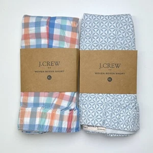J Crew Boxers Men's XL 2 Colorful Gingham & Geo Petal Print Woven Boxer Shorts - Picture 1 of 3