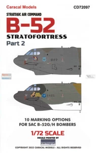 CARCD72097 1:72 Caracal Models Decals - Strategic Air Command B-52G B-52H - Picture 1 of 6