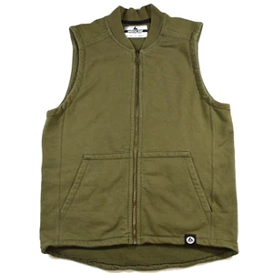 American Giant Adult Small Vest Classic Olive Green Full Zip Cotton USA - Picture 1 of 13