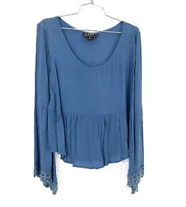 CG70911 Cowgirl Up Shear Scoope Neck Top mit Jakobsmuschel Spitze Bündchen Größe S - Bild 1 von 2