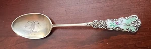 Manchester Sterling Silver Enameled 5" Spoon - Bowl Mono - Picture 1 of 6