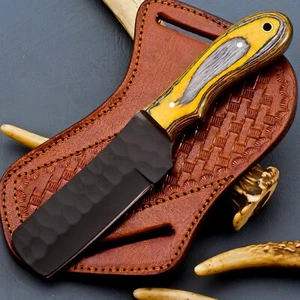 HAND FORGED RAIL ROAD CARBON STEEL BULL CUTTER/COWBOY KNIFE & WOOD HANDLE; 5910 - Picture 1 of 8