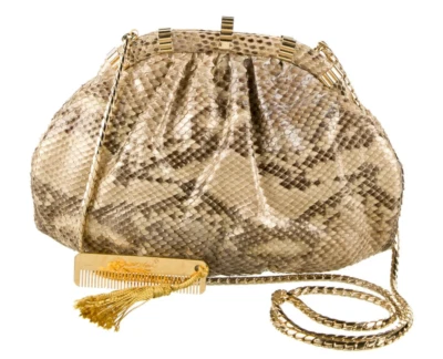 Bolso de hombro Judith Leiber de piel de serpiente día noche vintage Foto 1 de 4