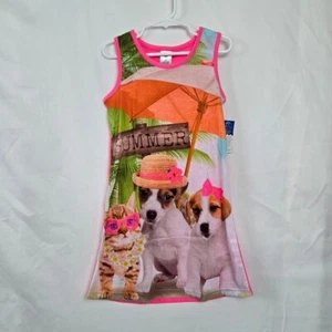 JV Apparel Girls Pink Summer Puppies Sleeveless Nightgown Sleep Shirt XS 4/5 New - Picture 1 of 4