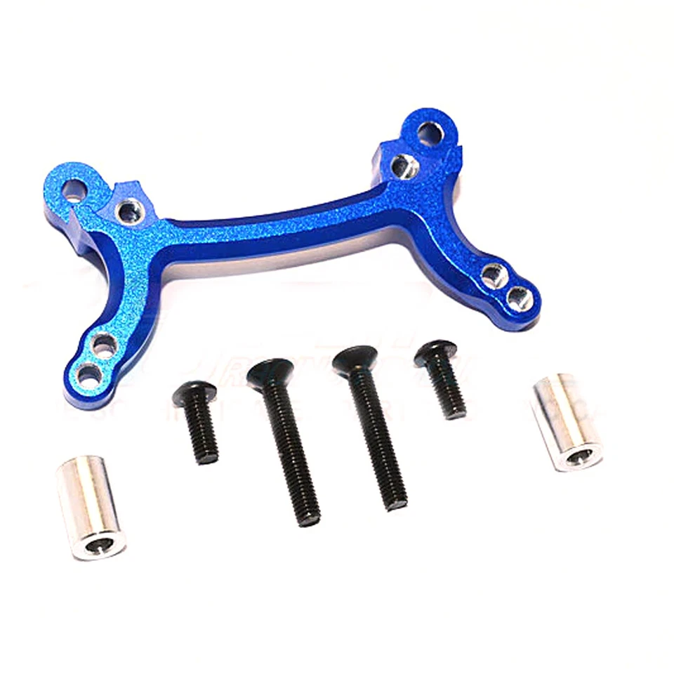 GPM Aluminum Front Shock Tower w/ Alum Collars & Screws Blue : Tamiya DF-02 - Image 1 of 1