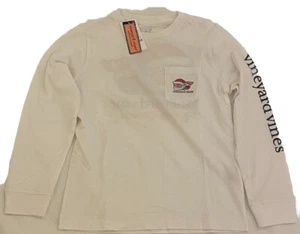 NWT Vineyard Vines Merry Christmas Whale Santa Long Sleeve Shirt Kids Size 6 - Picture 1 of 4