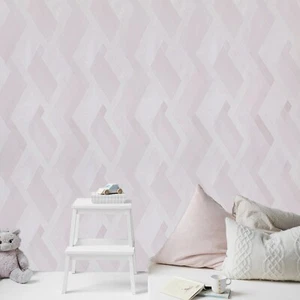 Textured pastel pink cream pearl off white abstract stripe wallpaper 3D Illusion - Picture 1 of 8
