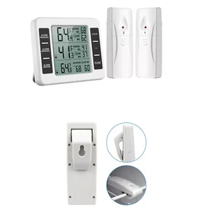 2 Sensor Wireless Digital Refrigerator Freezer Thermometer Temp Alarm In/Outdoor - Picture 1 of 13