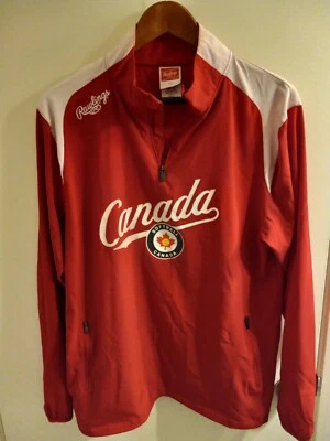 Rawlings Pullover Cortavientos Para Hombre L/S 1/4 Cremallera Pequeño Rojo - Canadá Softbol Foto 1 de 4