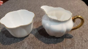 Pre-owned SHELLEY Bone China England REGENCY CREAMER  and bowl White/Gold Trim - Picture 1 of 7