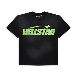 Hellstar Studios Classic Cracked T-Shirt Black & Green - Picture 1 of 8