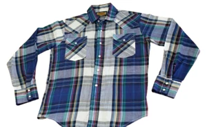 Vntg. Holt Quality Western Wear Cowboy Snap Shirt Multicolor Plaid Boys Sz. 12 - Picture 1 of 6