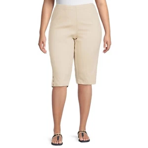 Just My Size Bling Stretch Capri Shorts 4X Khaki - Picture 1 of 2