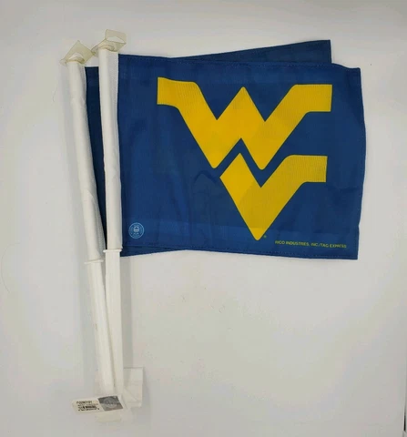 (2) Pair West Virginia Mountaineers NCAA 11X14 Window Mount 2-Sided Car Flag Cover