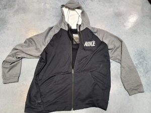 NUEVO CON ETIQUETAS Nike Para Hombre Heather Negro/Gris Cremallera Completa Logotipo Talla XL $80 NUEVO - Imagen 1 de 4
