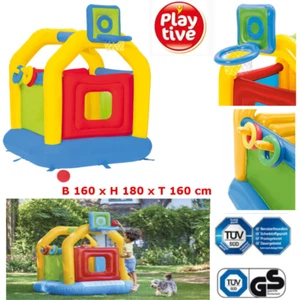 Aufblasbare Hüpfburg Springburg Spielburg mit Basketball Korb und Wurfspiel NEU - Bild 1 von 5