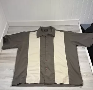 Vintage Daddy-O's Bowling Shirt Men XL Olive Cream Rockabilly Button Up USA Made - Picture 1 of 7