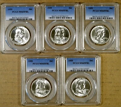 1959 PCGS MS65 FBL Franklin Half Dollar - 100% Blazing White - Image 1 of 2