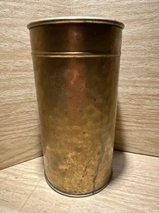 Vintage Primitive Brass Canister India 6.75”  Open Top Utensil Holder Vase - Picture 1 of 7