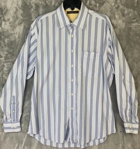 Tommy Hilfiger Men's Long Sleeve Shirt Button 16/34-35 Large Blue Striped - Picture 1 of 8