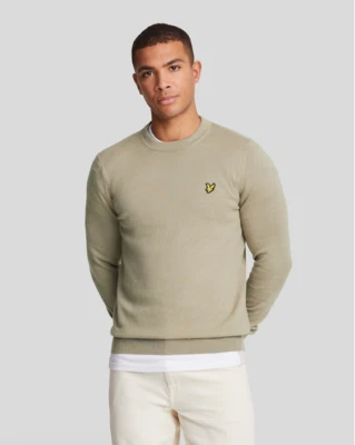 LYLE & SCOTT® Cotton/Merino Crew Neck Jumper/Sage - Small DPD NEXT DAY SRP £70 - Image 1 of 2
