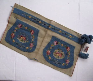 Needlepoint Vtg Canvas Purse Handbag Rose Floral Petit Point Almost Complete - Picture 1 of 10