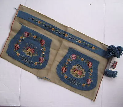 Needlepoint Vtg Canvas Purse Handbag Rose Floral Petit Point Almost Complete - Image 1 of 4