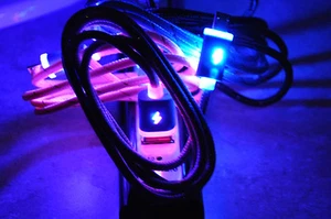 NTJ FLASH BRAIDED LED light power cord charger cable MICRO USB for GALAXY S6+ S7 - Picture 1 of 3