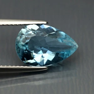 3.19 ct Pear Cut (13 x 9 mm) Brazil Natural Sky Blue Aquamarine Loose Gemstone - Picture 1 of 2
