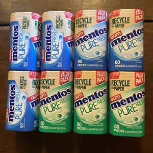 8 ct Mentos Sugar Free Pure Fresh Spearmint/Fresh Mint Gum 80 pcs ea BB 2026 B63 - Picture 1 of 6