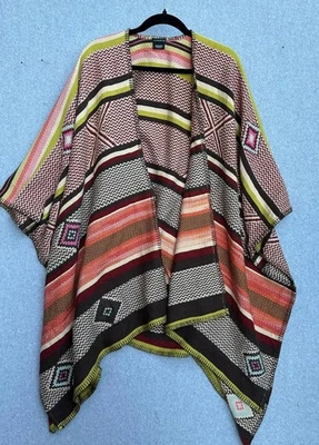Poncho Vismaya Mujer Talla Única Multicolor Mezcla Lana Boho Azteca Geométrico Ruana Foto 1 de 4