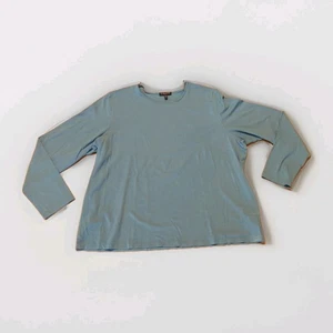 Eileen Fisher Woman Top Shirt Womens 2X Teal Long Sleeve Heavyweight Stretch - Picture 1 of 6