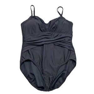 Miraclesuit Ruched One Piece Swimsuit Gray Size 16 - Picture 1 of 9