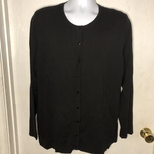 August Seide Strickjacke Pullover 2X schwarz Knopf Academia Preppy Librarian - Bild 1 von 8