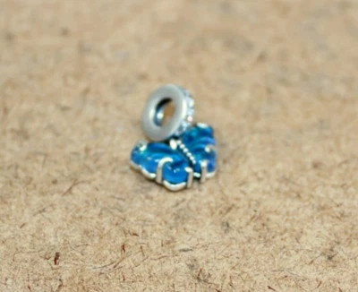 Pandora sterling Butterfly Blue Murano Glass Dangle Charm #792698C01 (075WEJ] - Image 1 of 4