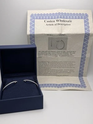 Pendientes de aro J de oro blanco y diamantes de 14 k 0,25 quilates color I claridad VS-2 o mejor Foto 1 de 4