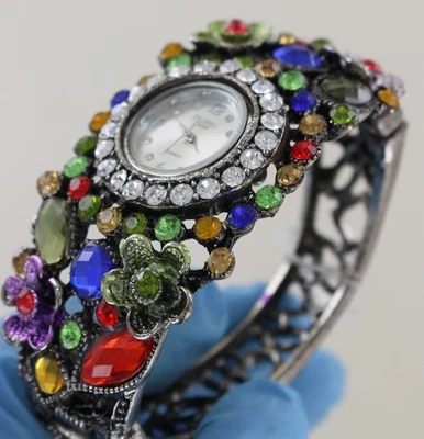 Nuevo Reloj Pulsera Figaro Couture - Estrás Multicolor - Flores Foto 1 de 4