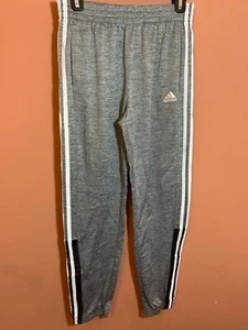 Adidas Boys Striped Sweatpants Elastic Waist Embroidered Logo Gray XL (18-20) - Picture 1 of 8