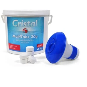 SET> 5 kg CRISTAL MultiTabs Chlortabs 5 in 1 á 20g + Dosierschwimmer Mini - Bild 1 von 10