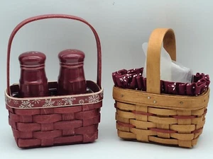 Longaberger Salz Pfeffer Korb Streuer fallende Schneeflocke rot Paprika Kombi Weihnachten - Bild 1 von 11