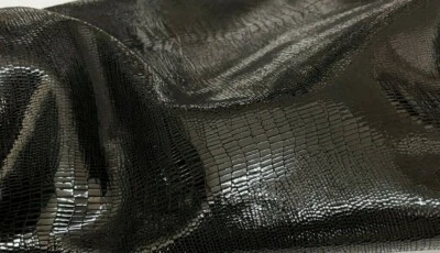 BLACK TEJUS shiny Italian Goatskin Goat leather 2 skins 6sqf 1.0mm #A7346 - Image 1 of 4