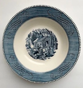 Currier & Ives azul y blanco 9 pulgadas Tazón para servir "Azúcar de arce" - Imagen 1 de 1