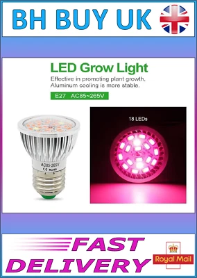 GROW LIGHT BULB 18 LEDS, RED & BLUE, E27, PLANTS, REFUGIUM, FULL SPECTRUM - Image 1 of 4