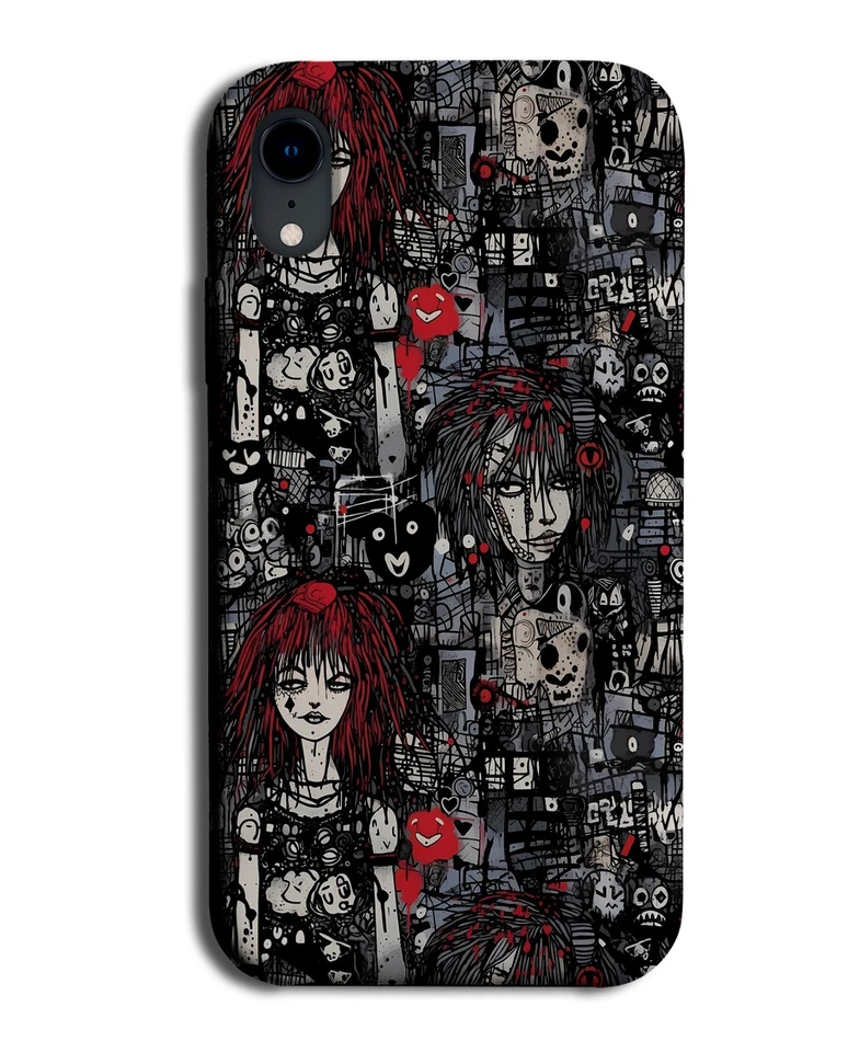 Emo Doodles Pattern Phone Case Cover Emos Dark Goth Gothic Sketches Artwork CY38 — 第 1/1 张图片