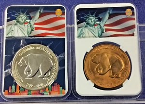 1969 California Bicentennial Bear 2 Medals SILBER & Bronze MEDALLIC ART CO. - Bild 1 von 6