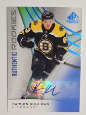 2019-20 Upper Deck SP Game Used - Authentic Rookies Blue Auto #190 Karson...