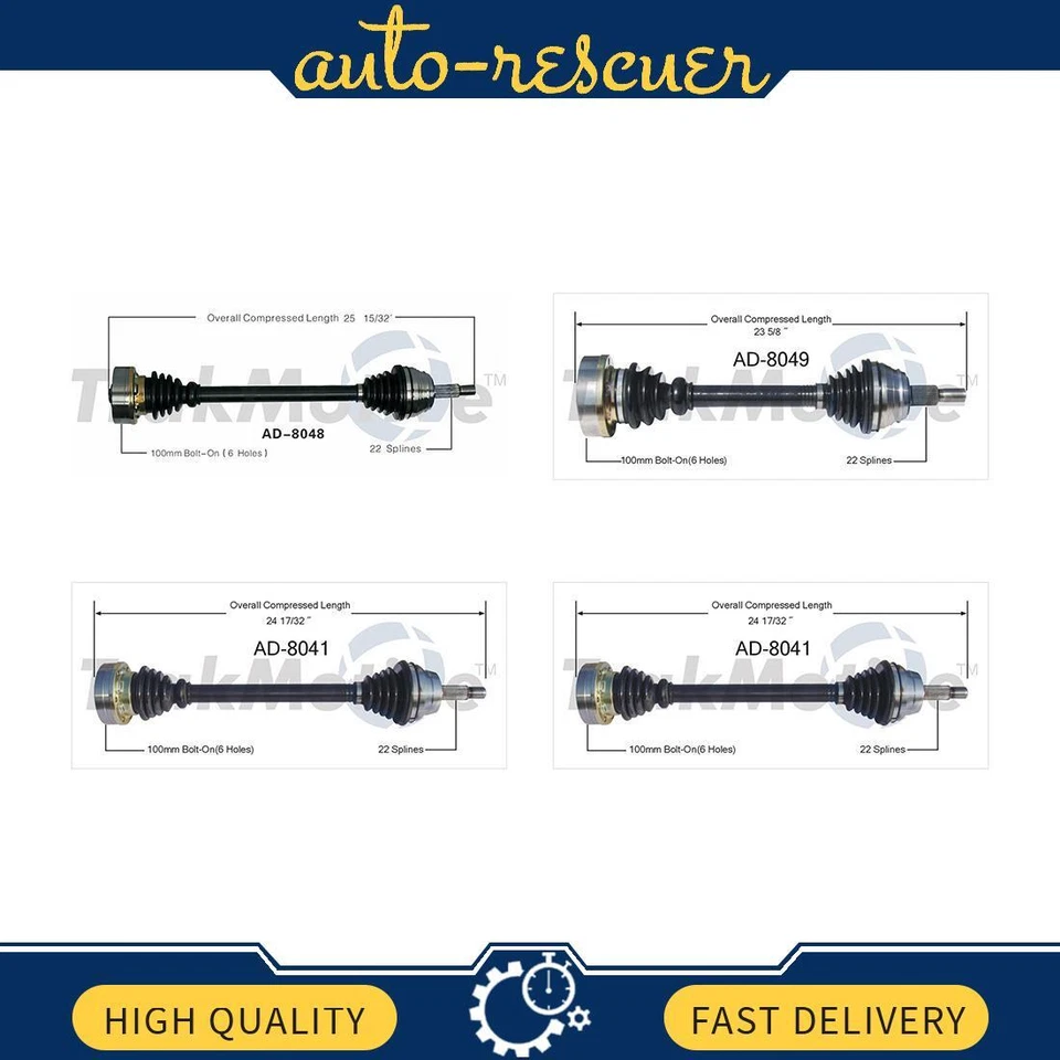 TrakMotive CV Axle Shaft 4x fits from 1988 to 1988 Volkswagen Quantum - Image 1 of 4