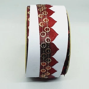 20 mm weinrot Satin Gold Pailletten indisches Zopfband Borte Verzierung Nähen  - Bild 1 von 1