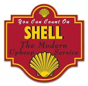 SHELL MODERN UPKEEP SERVICE 20" HEAVY DUTY USA MADE METAL GAS ADVERTISING SIGN - Picture 1 of 1